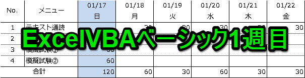 Excelvbaベーシック 勉強記録1週目 16年1月17日 1月22日 Vbaエキスパート Excel を独学で合格を目指すブログ