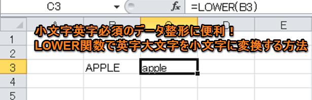 小文字英字必須のデータ整形に便利 Lower関数で英字大文字を小文字に変換する方法 Excelを制する者は人生を制す No Excel No Life