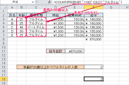 SUMPRODUCT関数複数カウント②