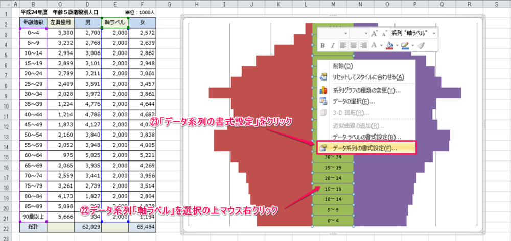 Excel10でピラミッドグラフを作成する方法 Excelを制する者は人生を制す No Excel No Life