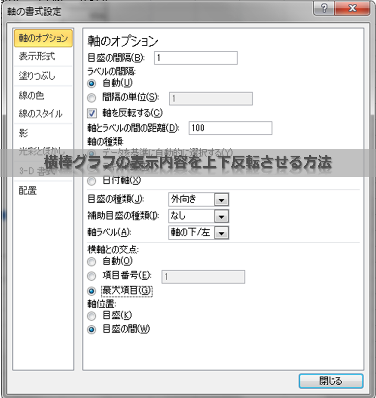 横棒グラフの表示内容を上下反転させる方法 Excelを制する者は人生を制す No Excel No Life