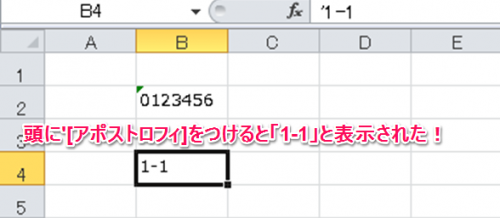 '[アポストロフィ]を頭に入れて文字列扱いにする⑥