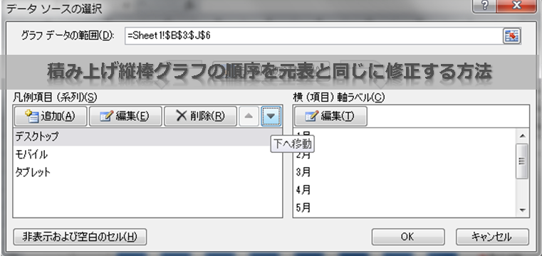 積み上げ縦棒グラフの順序を元表と同じに修正する方法 Excelを制する者は人生を制す No Excel No Life