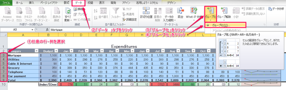 Excelでアウトラインのグループ化 解除の方法 Excelを制する者は人生を制す No Excel No Life