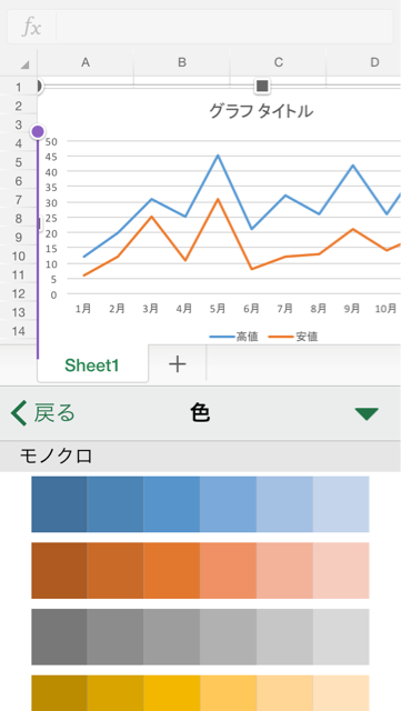 Iphone Ipadアプリ Microsoft Excel グラフの系列の色を変更する方法 Excelを制する者は人生を制す No Excel No Life