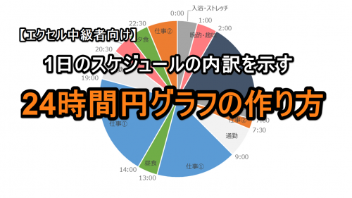 【エクセル中級者向け】1日のスケジュールの内訳を示す24時間円グラフの作り方