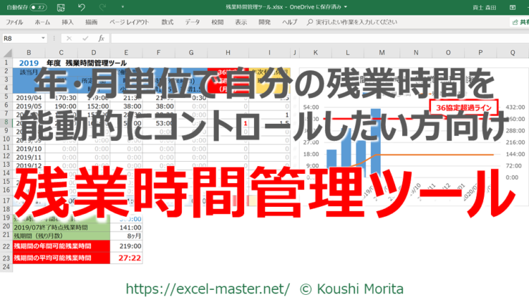 年 月単位で自分の残業時間を能動的にコントロールしたい方向けのexcelテンプレート 残業時間管理ツール Excelを制する者は人生を制す No Excel No Life