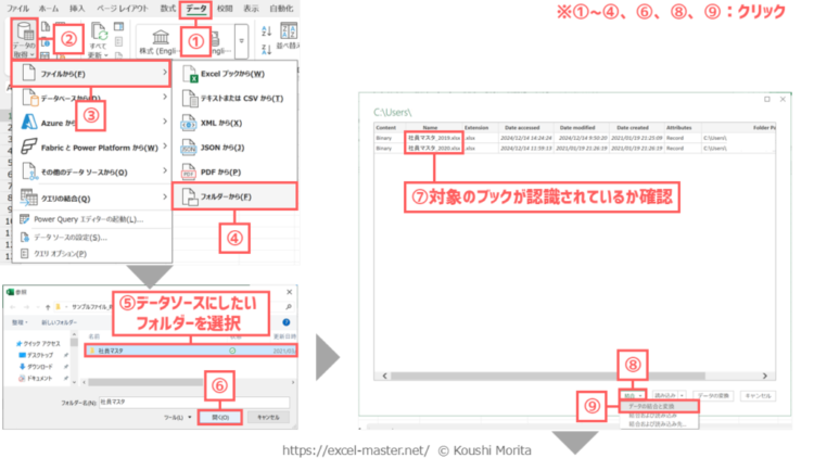 「フォルダーから」コマンドの使用手順（Excelブック）[1/2]