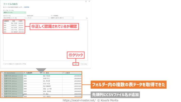 「フォルダーから」コマンドの使用手順（CSVファイル）[2/2]